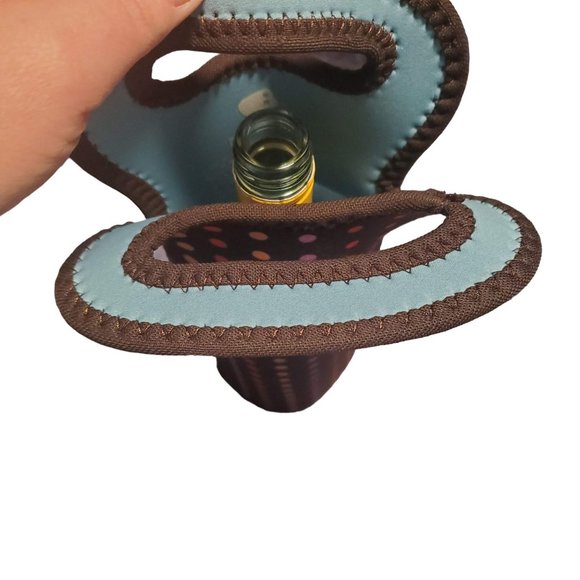 Built NYC Brown Polka Dot Wine Koozie Neoprene Polyester Handles - Picture 5 of 5